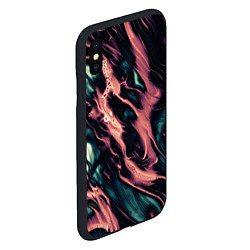 Чехол iPhone XS Max матовый Абстракция тёмный бирюзово-розовый, цвет: 3D-черный — фото 2