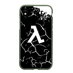 Чехол iPhone XS Max матовый Half life pattern краски, цвет: 3D-темно-зеленый