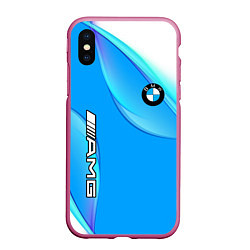 Чехол iPhone XS Max матовый BMW abstrac line steel, цвет: 3D-малиновый