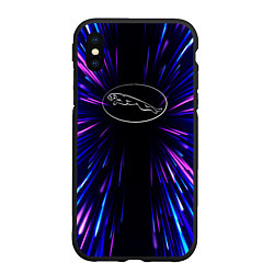 Чехол iPhone XS Max матовый Jaguar neon energy, цвет: 3D-черный