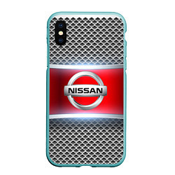 Чехол iPhone XS Max матовый Nissan авто текстура, цвет: 3D-мятный