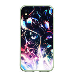 Чехол iPhone XS Max матовый Фрактальный узор текстура, цвет: 3D-салатовый