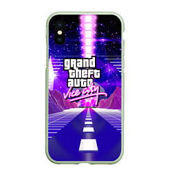 Чехол iPhone XS Max матовый GTA vice city retrovawe, цвет: 3D-салатовый