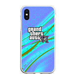 Чехол iPhone XS Max матовый GTA 6 неоновые соты геометрия, цвет: 3D-белый