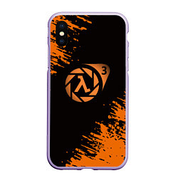 Чехол iPhone XS Max матовый Half life 3 краски оранжевые, цвет: 3D-светло-сиреневый