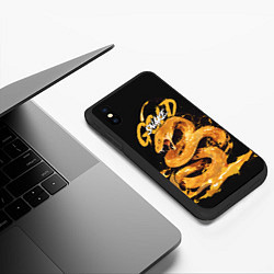 Чехол iPhone XS Max матовый Gold snake, цвет: 3D-черный — фото 2