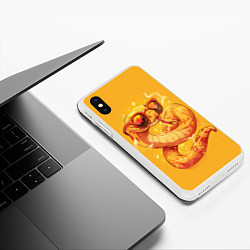 Чехол iPhone XS Max матовый Крутая желтая змея в очках, цвет: 3D-белый — фото 2