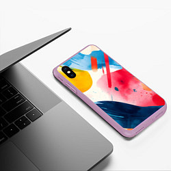 Чехол iPhone XS Max матовый Абстрактные мазки красок, цвет: 3D-сиреневый — фото 2