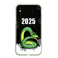 Чехол iPhone XS Max матовый Змея - 2025, цвет: 3D-салатовый