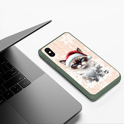 Чехол iPhone XS Max матовый Угрюмый кот, цвет: 3D-темно-зеленый — фото 2