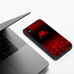 Чехол iPhone XS Max матовый Король и Шут red poly, цвет: 3D-черный — фото 2