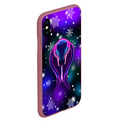 Чехол iPhone XS Max матовый Космическая кобра, цвет: 3D-малиновый — фото 2