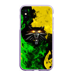 Чехол iPhone XS Max матовый The Witcher in fire, цвет: 3D-светло-сиреневый