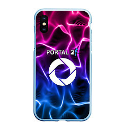 Чехол iPhone XS Max матовый Portal неоновые волны, цвет: 3D-голубой