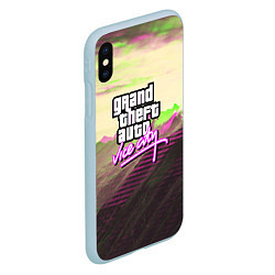 Чехол iPhone XS Max матовый Vice city glitch, цвет: 3D-голубой — фото 2