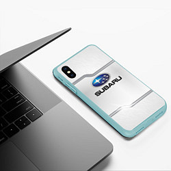 Чехол iPhone XS Max матовый Subaru auto steel metal, цвет: 3D-мятный — фото 2