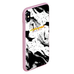 Чехол iPhone XS Max матовый Cyberpunk 2077 fire black, цвет: 3D-розовый — фото 2