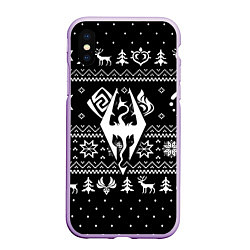 Чехол iPhone XS Max матовый The Elder Scrolls game pattern, цвет: 3D-сиреневый