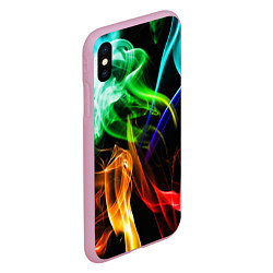 Чехол iPhone XS Max матовый Неоновый дым цветной, цвет: 3D-розовый — фото 2