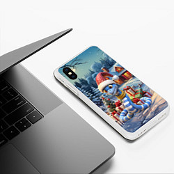 Чехол iPhone XS Max матовый Новогодняя змейка с подарками, цвет: 3D-белый — фото 2