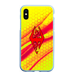 Чехол iPhone XS Max матовый The Elder Scrolls соты текстура, цвет: 3D-голубой