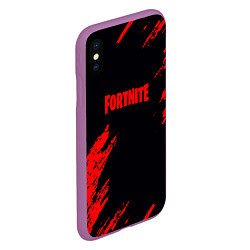 Чехол iPhone XS Max матовый Fortnite красные краски лого, цвет: 3D-фиолетовый — фото 2