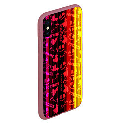 Чехол iPhone XS Max матовый Fortnite neon game, цвет: 3D-малиновый — фото 2