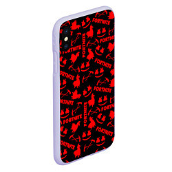 Чехол iPhone XS Max матовый Fortnite pattern game red, цвет: 3D-светло-сиреневый — фото 2