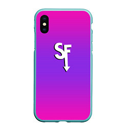 Чехол iPhone XS Max матовый Sally Face neon gradient, цвет: 3D-мятный