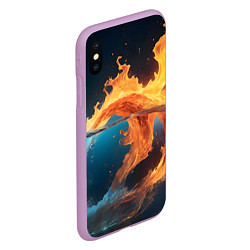 Чехол iPhone XS Max матовый Вода и огонь, цвет: 3D-сиреневый — фото 2