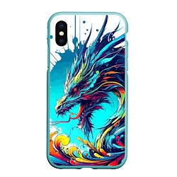 Чехол iPhone XS Max матовый Japanese dragon - tattoo irezumi, цвет: 3D-мятный