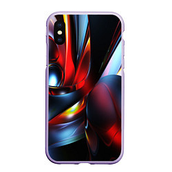 Чехол iPhone XS Max матовый Абстрактные волны геометрия, цвет: 3D-светло-сиреневый