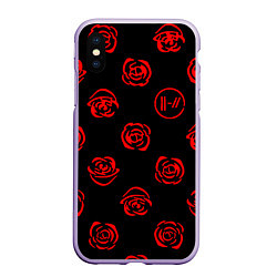 Чехол iPhone XS Max матовый Twenty one pilots rose pattern, цвет: 3D-светло-сиреневый