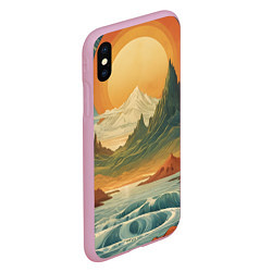 Чехол iPhone XS Max матовый В теплых горах на закате, цвет: 3D-розовый — фото 2