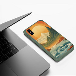 Чехол iPhone XS Max матовый В теплых горах на закате, цвет: 3D-темно-зеленый — фото 2