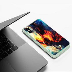 Чехол iPhone XS Max матовый Абстрактный космос текстура, цвет: 3D-салатовый — фото 2