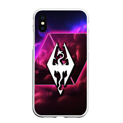 Чехол iPhone XS Max матовый The Elder Scrolls neon game, цвет: 3D-белый