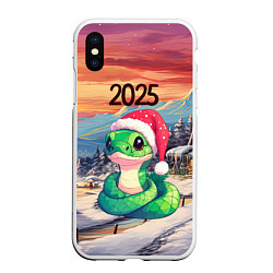 Чехол iPhone XS Max матовый 2025 новогодняя змейка, цвет: 3D-белый