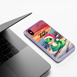 Чехол iPhone XS Max матовый 2025 новогодняя змейка, цвет: 3D-светло-сиреневый — фото 2