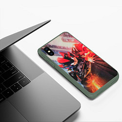 Чехол iPhone XS Max матовый Ёжик Шэдоу на мотоцикле, цвет: 3D-темно-зеленый — фото 2