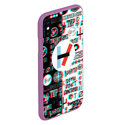 Чехол iPhone XS Max матовый Twenty one pilots glitch pattern, цвет: 3D-фиолетовый — фото 2