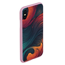 Чехол iPhone XS Max матовый Эбру теплая абстракция, цвет: 3D-розовый — фото 2