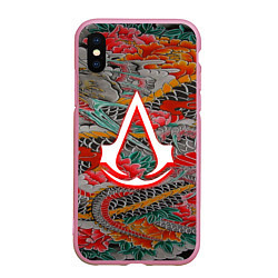 Чехол iPhone XS Max матовый Assassins Creed shadows japan, цвет: 3D-розовый