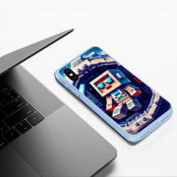 Чехол iPhone XS Max матовый Космонавт в космическом корабле - Майнкрафт, цвет: 3D-голубой — фото 2