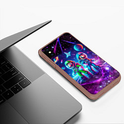 Чехол iPhone XS Max матовый Космонавты Марио и Луиджи покоряют космос - нейроа, цвет: 3D-коричневый — фото 2