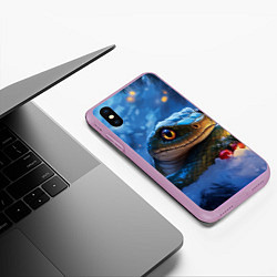 Чехол iPhone XS Max матовый Новогодняя змея и шарики, цвет: 3D-сиреневый — фото 2