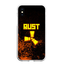 Чехол iPhone XS Max матовый RUST брызги красок лого, цвет: 3D-белый