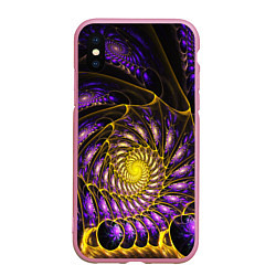 Чехол iPhone XS Max матовый Fractal illusion steel, цвет: 3D-розовый