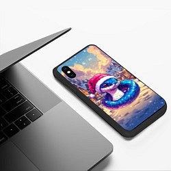 Чехол iPhone XS Max матовый Новогодняя синяя змейка во дворе, цвет: 3D-черный — фото 2