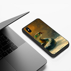 Чехол iPhone XS Max матовый Зеленая змея на снегу, цвет: 3D-черный — фото 2